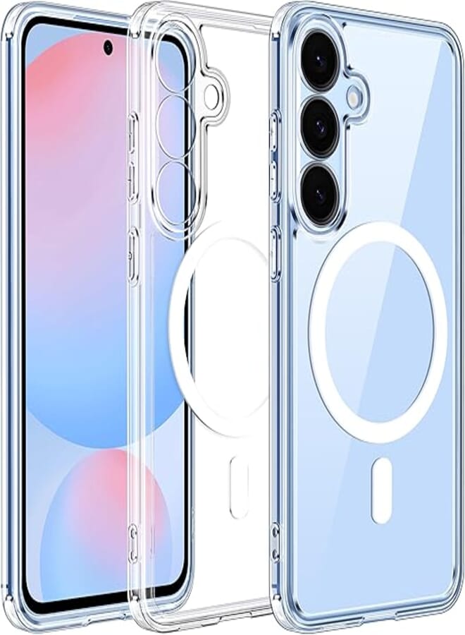 iVoler Clear Magnetic Cover for Samsung Galaxy S25 5G, MagSafe Compatible, [Anti-Yellowing] [Shockproof Military Grade] Transparent Slim Anti-Scratch Hard PC Case